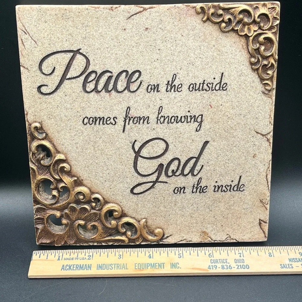 New View‎ Religious Wall Plaque Peace From Knowing God Resin Sign 8